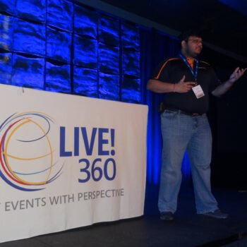 Live 360 presenter on stage.